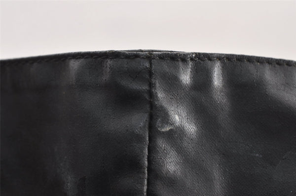 Authentic CHANEL Vintage CC Logo Shoulder Tote Bag PVC Leather Black 1653K
