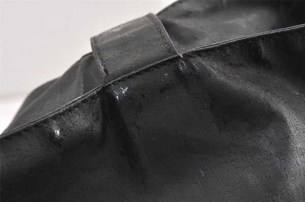 Authentic CHANEL Vintage CC Logo Shoulder Tote Bag PVC Leather Black 1653K