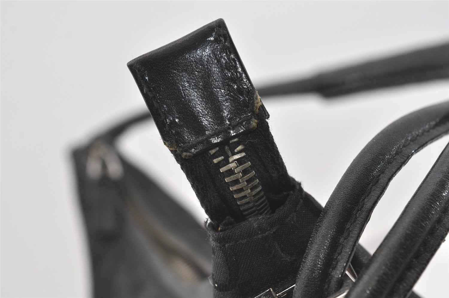 Authentic GUCCI Shoulder Hand Bag Purse GG Nylon Leather 0013766 Black 1654J