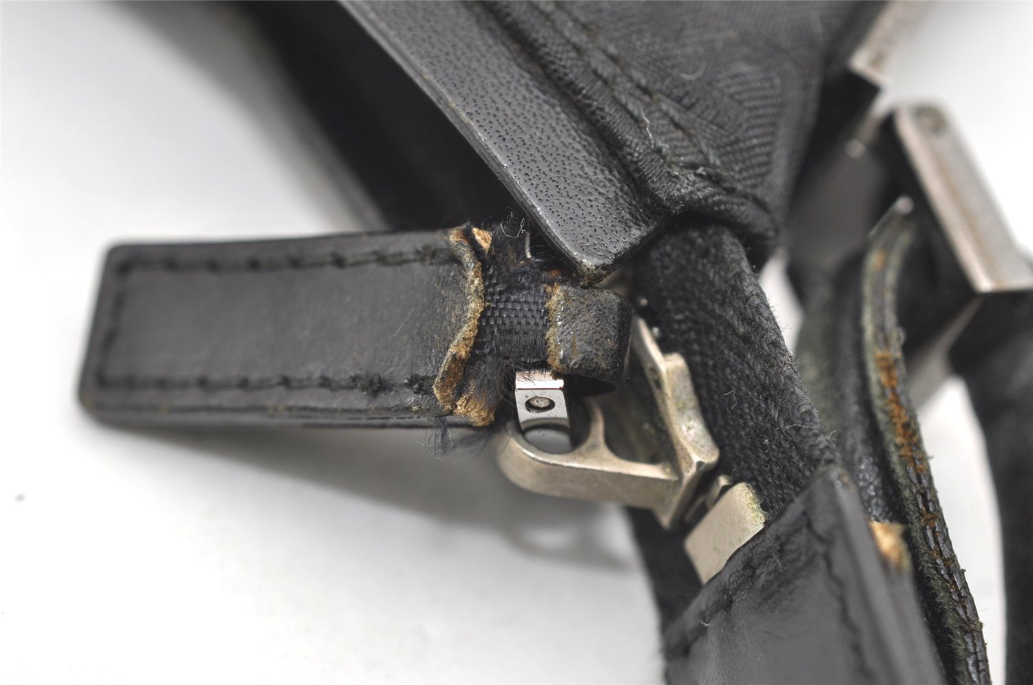 Authentic GUCCI Shoulder Hand Bag Purse GG Nylon Leather 0013766 Black 1654J