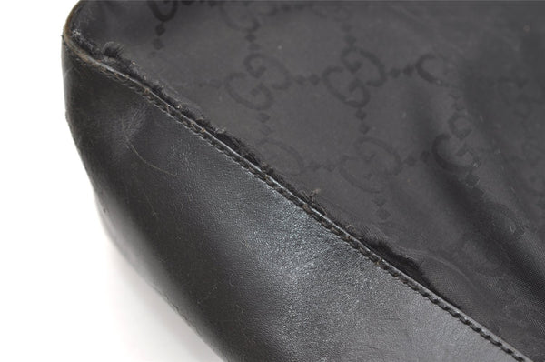 Authentic GUCCI Shoulder Hand Bag Purse GG Nylon Leather 0013766 Black 1654J