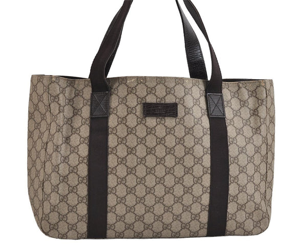 Authentic GUCCI Vintage Shoulder Tote Bag GG PVC Leather 141624 Brown 1655J