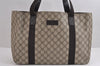 Authentic GUCCI Vintage Shoulder Tote Bag GG PVC Leather 141624 Brown 1655J