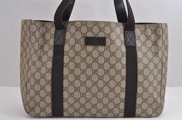 Authentic GUCCI Vintage Shoulder Tote Bag GG PVC Leather 141624 Brown 1655J