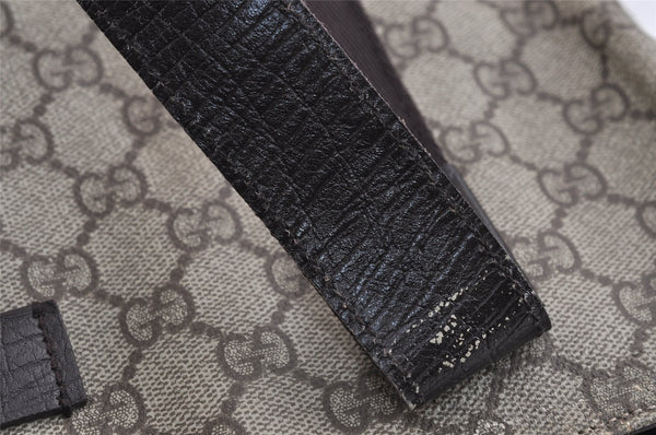 Authentic GUCCI Vintage Shoulder Tote Bag GG PVC Leather 141624 Brown 1655J