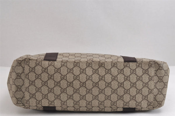 Authentic GUCCI Vintage Shoulder Tote Bag GG PVC Leather 141624 Brown 1655J