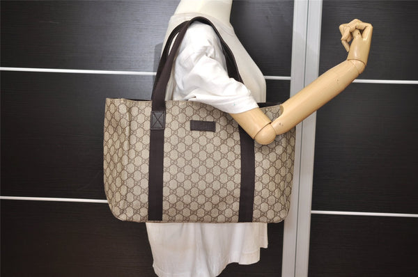 Authentic GUCCI Vintage Shoulder Tote Bag GG PVC Leather 141624 Brown 1655J