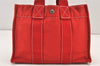 Authentic HERMES Vintage Deauville PM Hand Tote Bag Purse Canvas Red 1655K