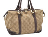 Authentic GUCCI 2Way Hand Bag GG Canvas Leather 189893 Beige Brown 1656J