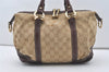 Authentic GUCCI 2Way Hand Bag GG Canvas Leather 189893 Beige Brown 1656J