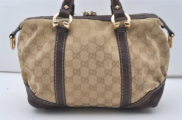 Authentic GUCCI 2Way Hand Bag GG Canvas Leather 189893 Beige Brown 1656J
