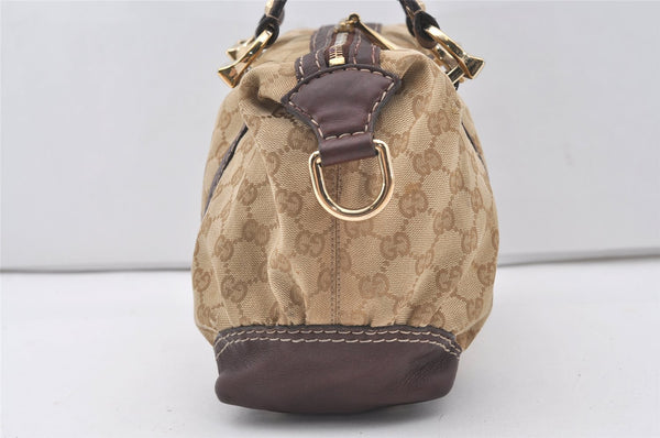 Authentic GUCCI 2Way Hand Bag GG Canvas Leather 189893 Beige Brown 1656J