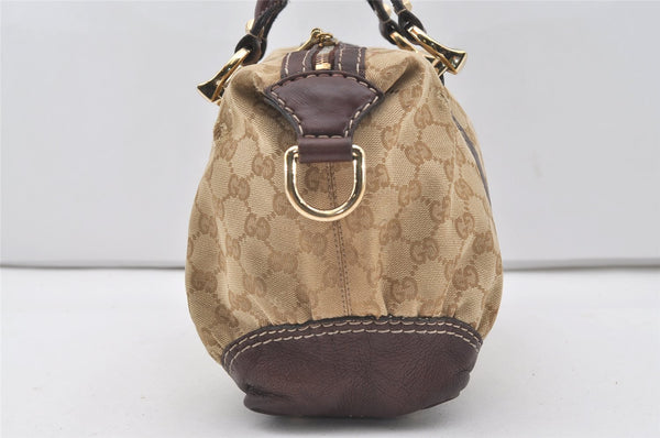 Authentic GUCCI 2Way Hand Bag GG Canvas Leather 189893 Beige Brown 1656J