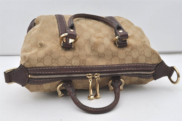 Authentic GUCCI 2Way Hand Bag GG Canvas Leather 189893 Beige Brown 1656J
