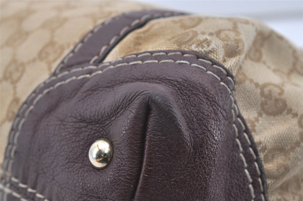 Authentic GUCCI 2Way Hand Bag GG Canvas Leather 189893 Beige Brown 1656J