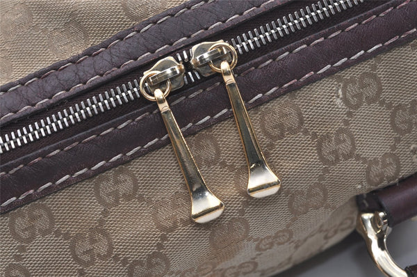 Authentic GUCCI 2Way Hand Bag GG Canvas Leather 189893 Beige Brown 1656J