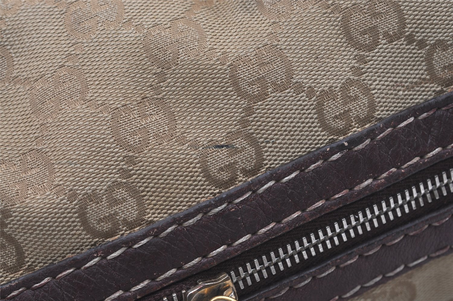 Authentic GUCCI 2Way Hand Bag GG Canvas Leather 189893 Beige Brown 1656J