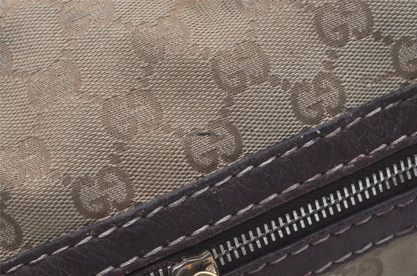 Authentic GUCCI 2Way Hand Bag GG Canvas Leather 189893 Beige Brown 1656J