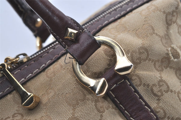 Authentic GUCCI 2Way Hand Bag GG Canvas Leather 189893 Beige Brown 1656J