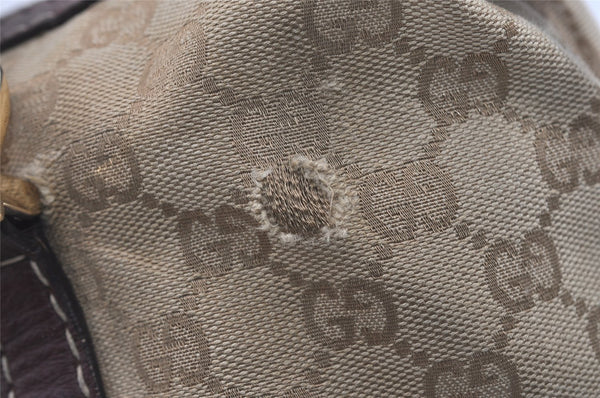 Authentic GUCCI 2Way Hand Bag GG Canvas Leather 189893 Beige Brown 1656J