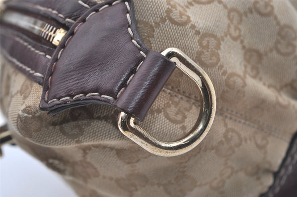 Authentic GUCCI 2Way Hand Bag GG Canvas Leather 189893 Beige Brown 1656J