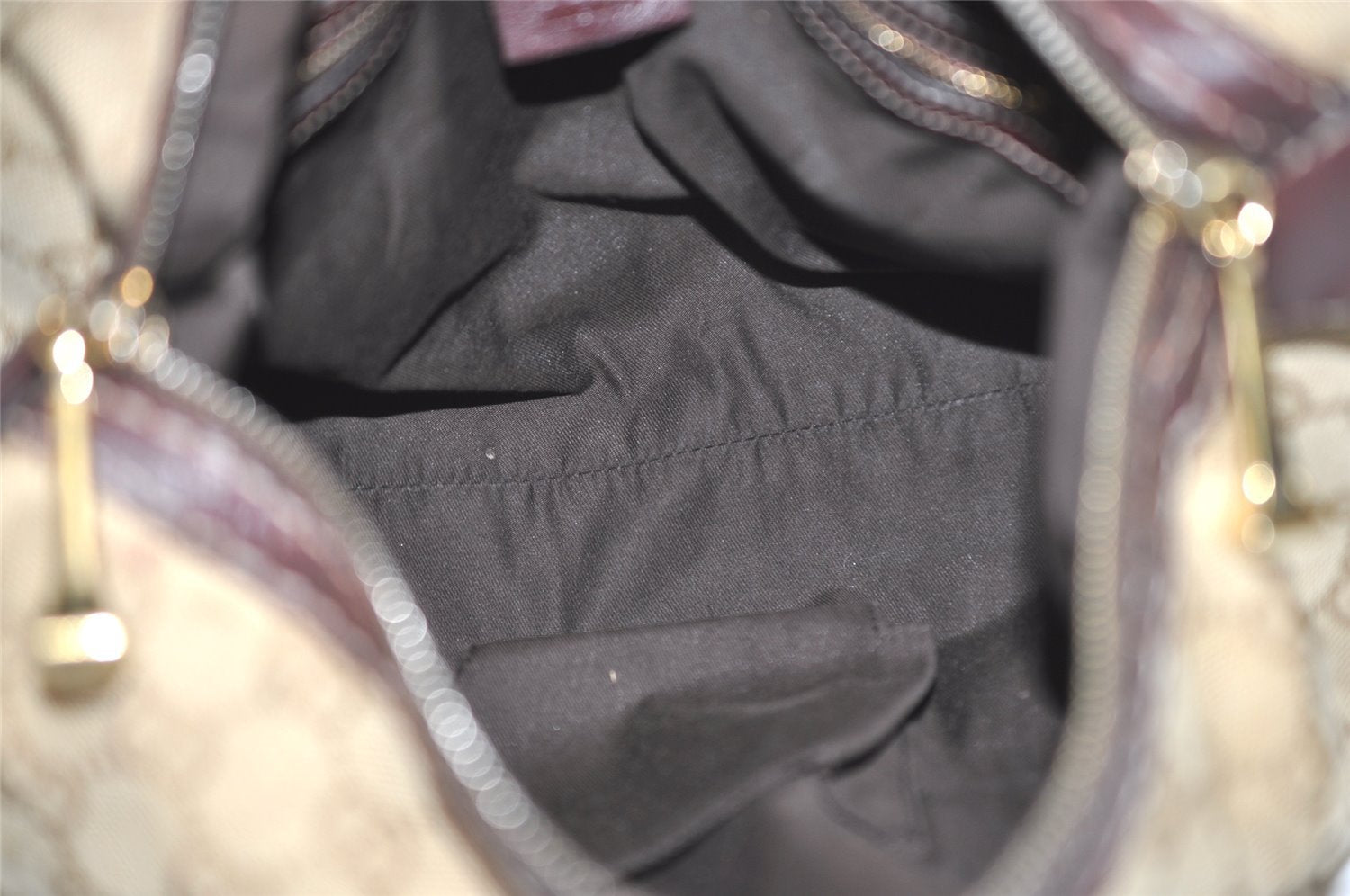 Authentic GUCCI 2Way Hand Bag GG Canvas Leather 189893 Beige Brown 1656J