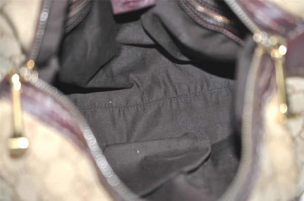 Authentic GUCCI 2Way Hand Bag GG Canvas Leather 189893 Beige Brown 1656J