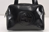 Authentic GUCCI Vintage 2Way Shoulder Hand Bag Purse Enamel Black Junk 1656K