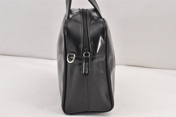 Authentic GUCCI Vintage 2Way Shoulder Hand Bag Purse Enamel Black Junk 1656K