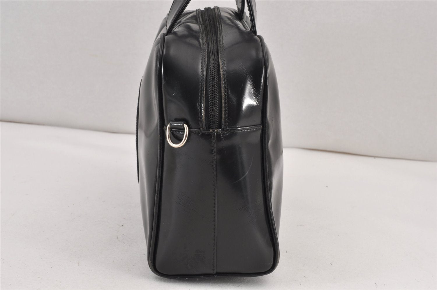 Authentic GUCCI Vintage 2Way Shoulder Hand Bag Purse Enamel Black Junk 1656K