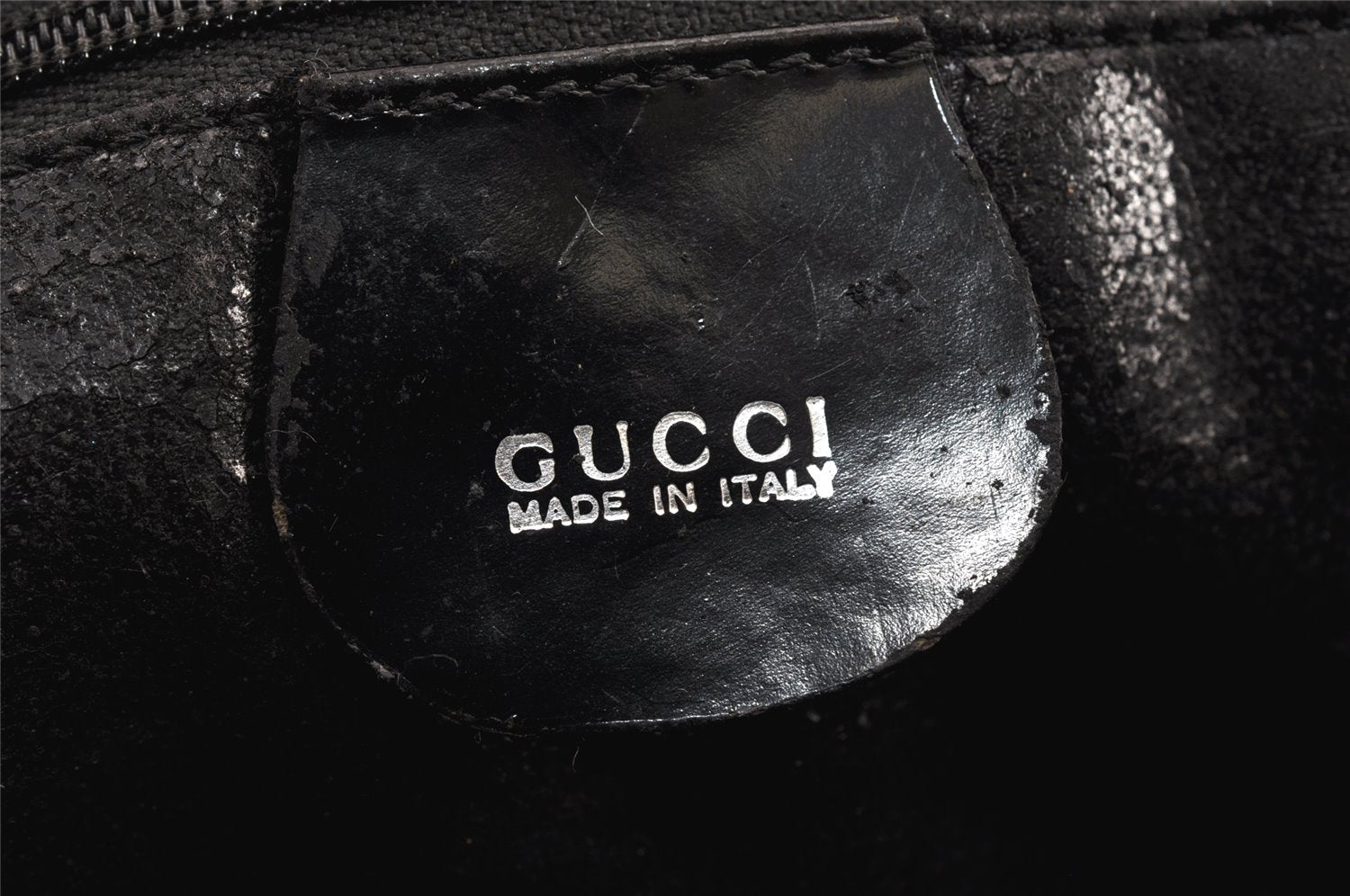 Authentic GUCCI Vintage 2Way Shoulder Hand Bag Purse Enamel Black Junk 1656K