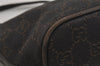 Authentic GUCCI Vintage Hand Bag Pouch Purse GG Canvas Leather 07198 Brown 1657J
