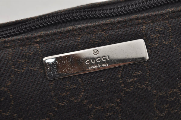 Authentic GUCCI Vintage Hand Bag Pouch Purse GG Canvas Leather 07198 Brown 1657J