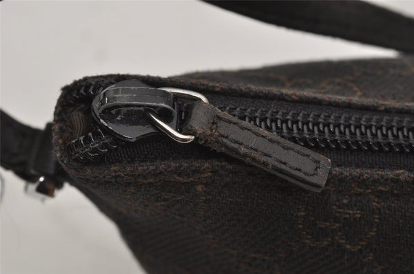 Authentic GUCCI Vintage Hand Bag Pouch Purse GG Canvas Leather 07198 Brown 1657J