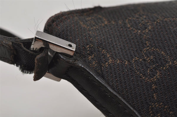 Authentic GUCCI Vintage Hand Bag Pouch Purse GG Canvas Leather 07198 Brown 1657J