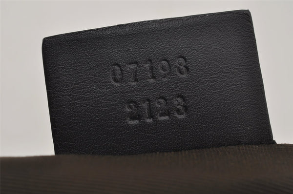 Authentic GUCCI Vintage Hand Bag Pouch Purse GG Canvas Leather 07198 Brown 1657J