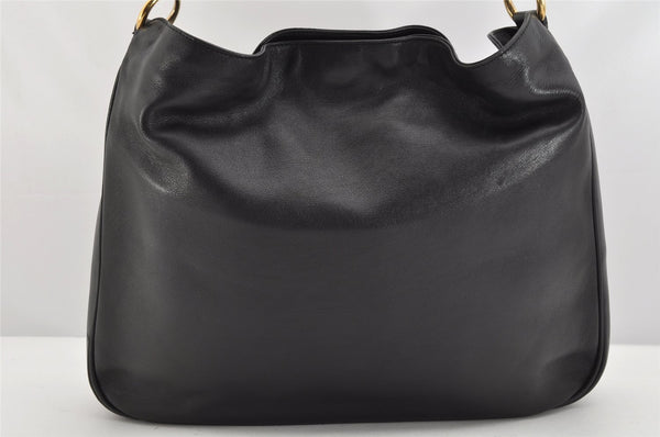 Authentic GUCCI Bamboo 2Way Shoulder Hand Bag Leather Black 0011577 Junk 1657K