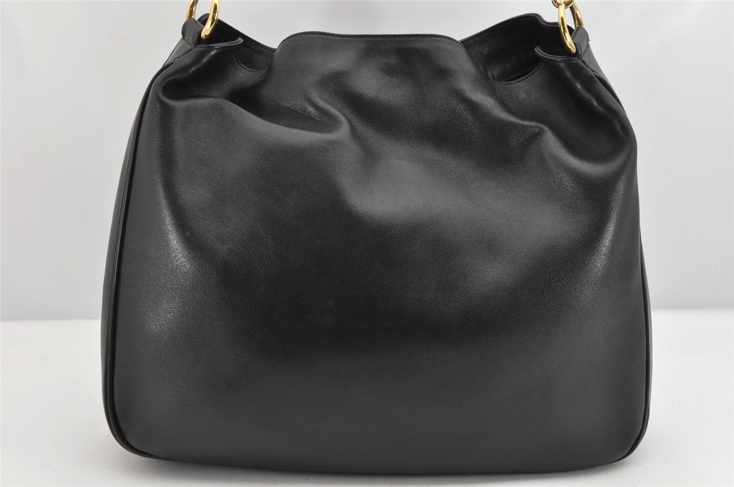 Authentic GUCCI Bamboo 2Way Shoulder Hand Bag Leather Black 0011577 Junk 1657K