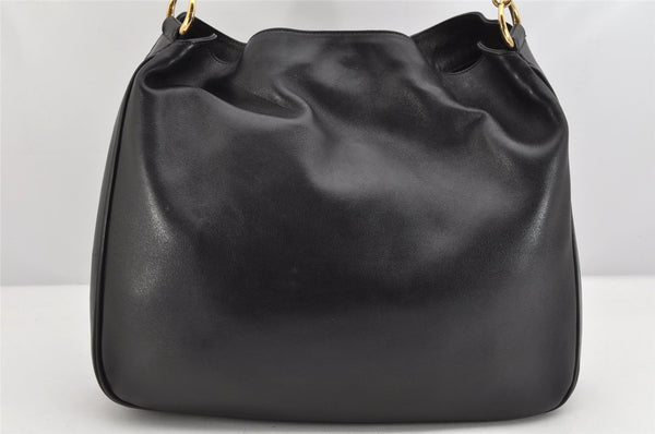 Authentic GUCCI Bamboo 2Way Shoulder Hand Bag Leather Black 0011577 Junk 1657K