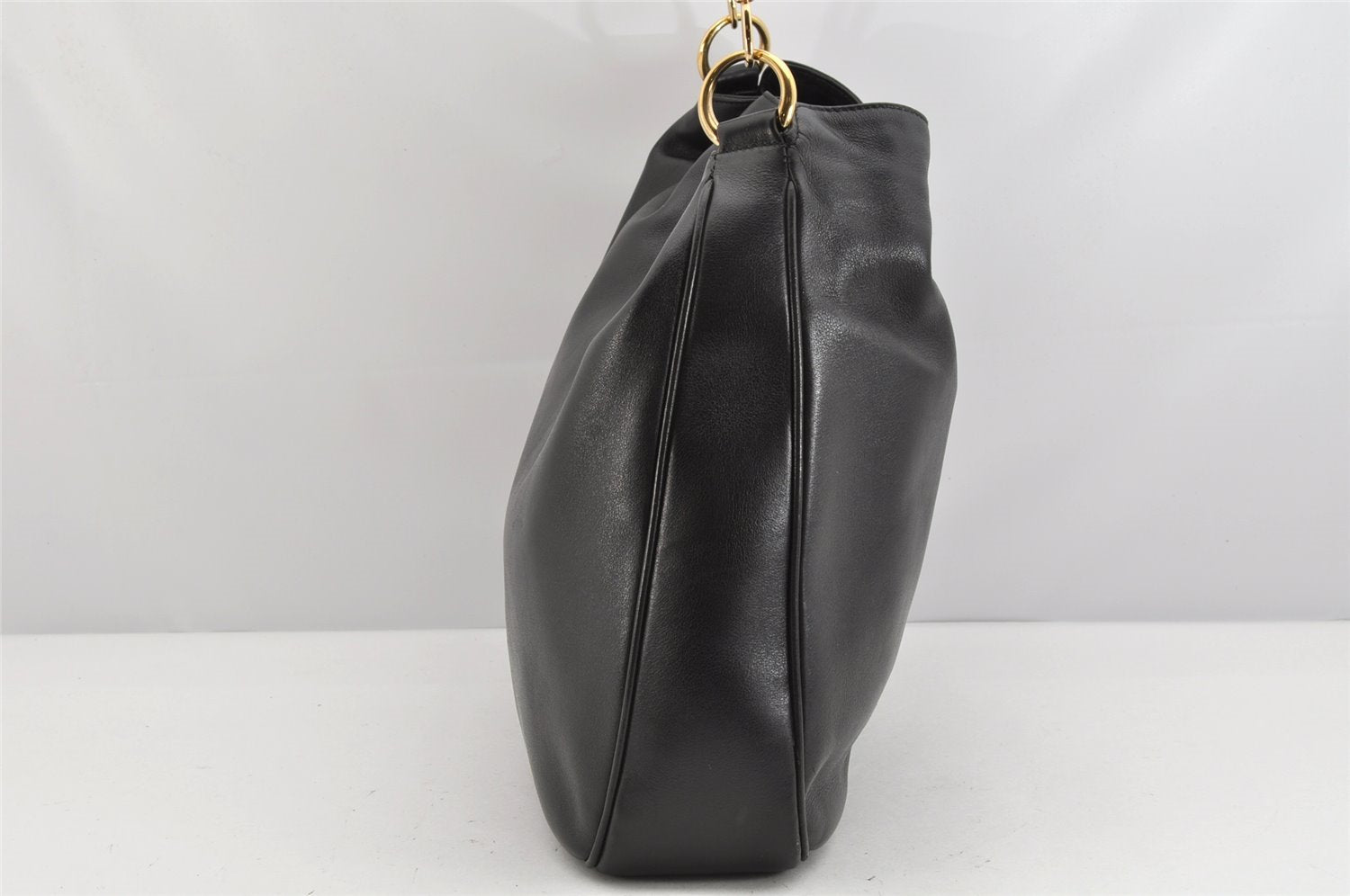 Authentic GUCCI Bamboo 2Way Shoulder Hand Bag Leather Black 0011577 Junk 1657K