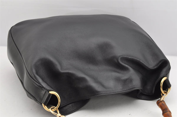 Authentic GUCCI Bamboo 2Way Shoulder Hand Bag Leather Black 0011577 Junk 1657K
