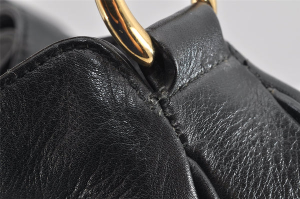 Authentic GUCCI Bamboo 2Way Shoulder Hand Bag Leather Black 0011577 Junk 1657K