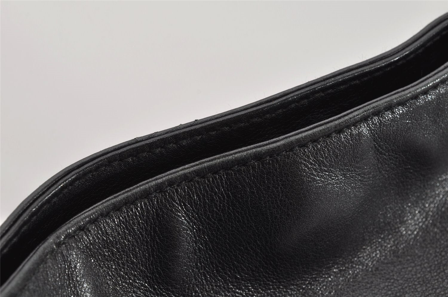 Authentic GUCCI Bamboo 2Way Shoulder Hand Bag Leather Black 0011577 Junk 1657K