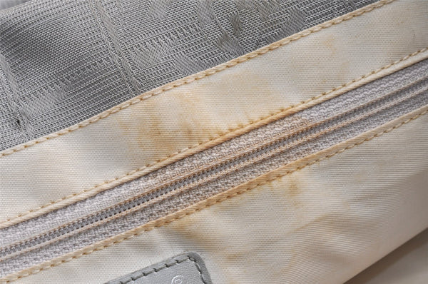 Authentic CHANEL New Travel Line Shoulder Tote Bag Nylon Leather Silver 1659K