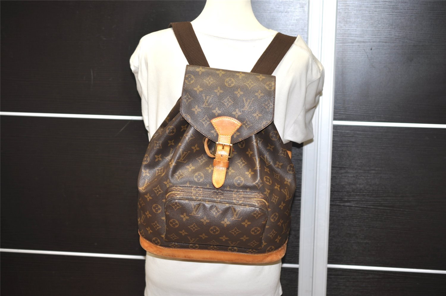 Authentic Louis Vuitton Monogram Montsouris GM Backpack M51135 LV 1660I