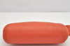 Authentic CHANEL Caviar Skin CC Logo Cosmetic Pouch Purse Orange Junk 1661K