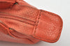 Authentic CHANEL Caviar Skin CC Logo Cosmetic Pouch Purse Orange Junk 1661K
