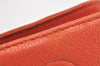 Authentic CHANEL Caviar Skin CC Logo Cosmetic Pouch Purse Orange Junk 1661K