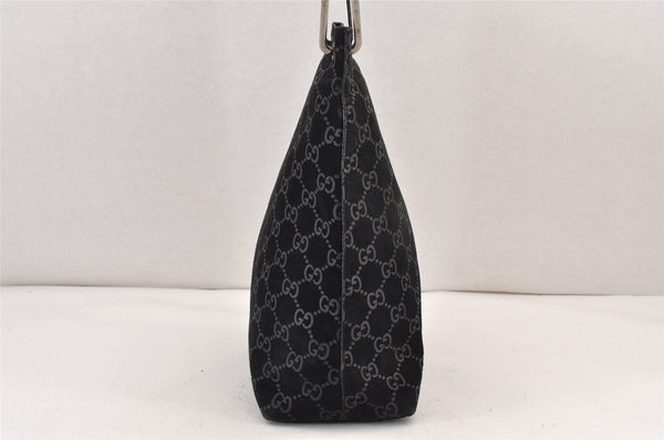 Authentic GUCCI Bamboo Shoulder Bag GG Suede Leather Black 0013007 Junk 1663K