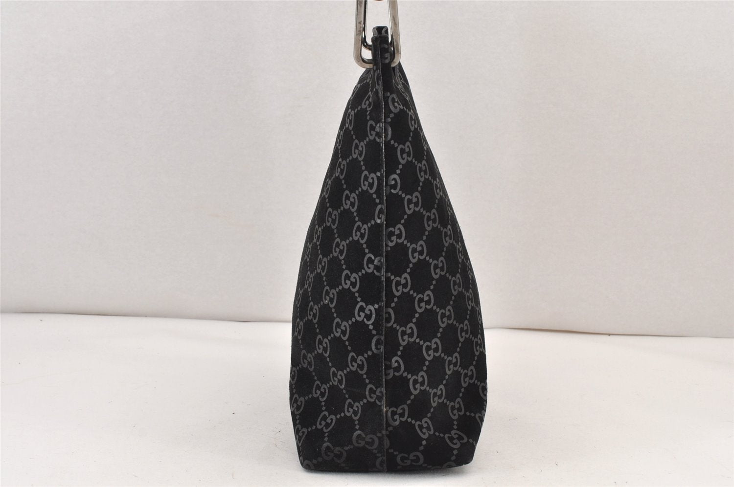 Authentic GUCCI Bamboo Shoulder Bag GG Suede Leather Black 0013007 Junk 1663K